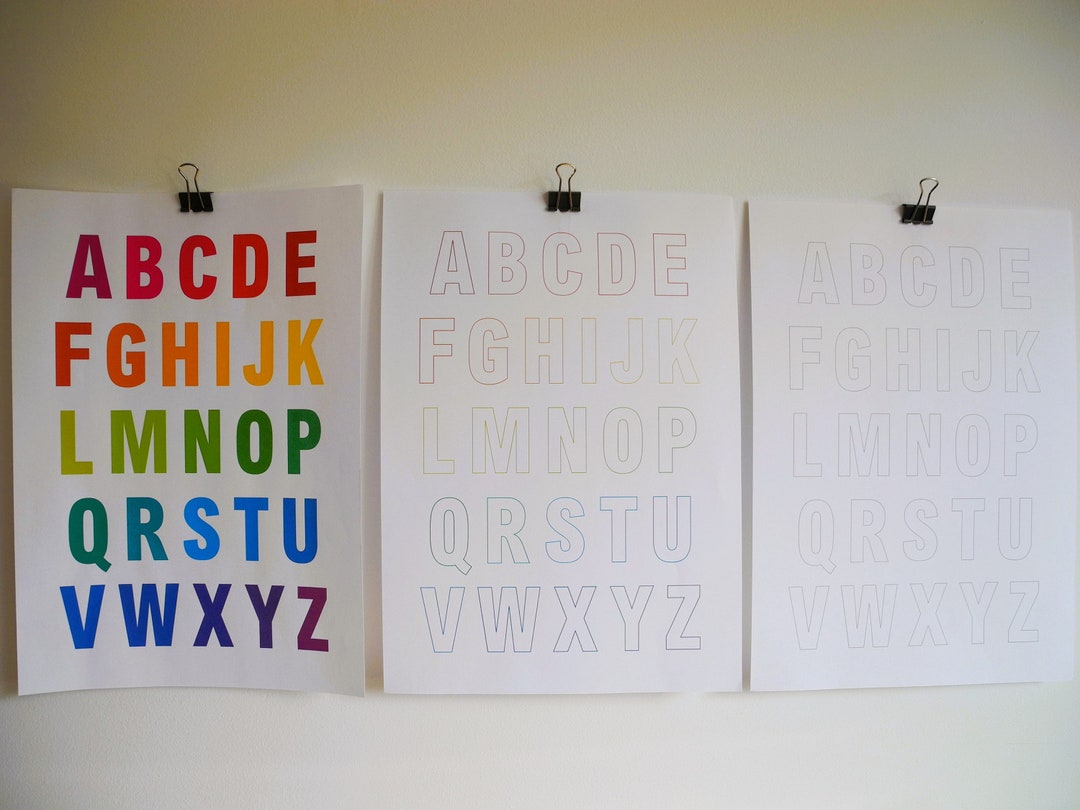 Printable Rainbow Alphabet Coloring Pages With Rainbow and Grey