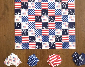 Patriotic Paper Quilt Printable Kit | Fourth of July Paper Craft Project Downloadable Kids Classroom Activity Summer Art Paper Scrapbooking