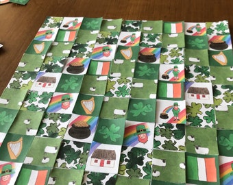 St Patricks Day Craft Printable Paper Quilt Kit St Paddys Day Art Project Kids Classroom Activity Download Shamrock Leprechaun Scrapbooking