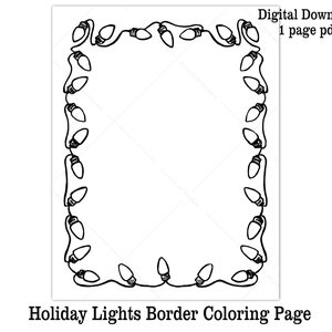 Christmas Lights Coloring Page Printable Letter for Santa Holiday Lights Border Kids Christmas Coloring Sheet Fun Kids Art Digital Download