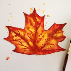 Kids Fall Leaf Watercolor Art Project | How to Paint Fall Leaves | Beginner Watercolor Painting Lesson Printable Step by Step Instructions