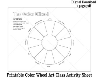 Color Wheel Worksheet | Art Class Activity, Color Theory (PDF)