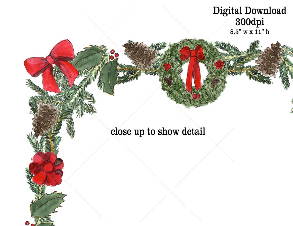 Printable Christmas Letter Christmas Wreath Border Digital Etsy printable-christmas-letter-christmas-wreath-border-digital-etsy