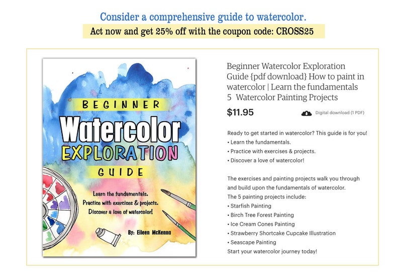 Watercolor Seascape Lesson Printable Tutorial How to Paint Ocean Waves PDF Step by Step Instructions plus Reference Photo image 2