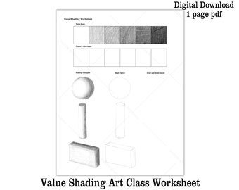 Value Scale Shading Worksheet, Kids Art Lesson (Digital Download)