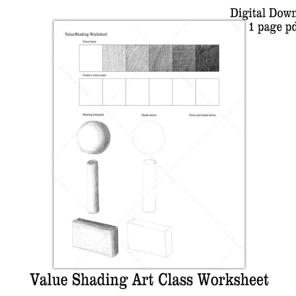 Drawing Lesson Shading Worksheet Printable Value Scale Kids Art Lesson Art Class Activity Sheet How to Draw How to Shade Worksheet Download