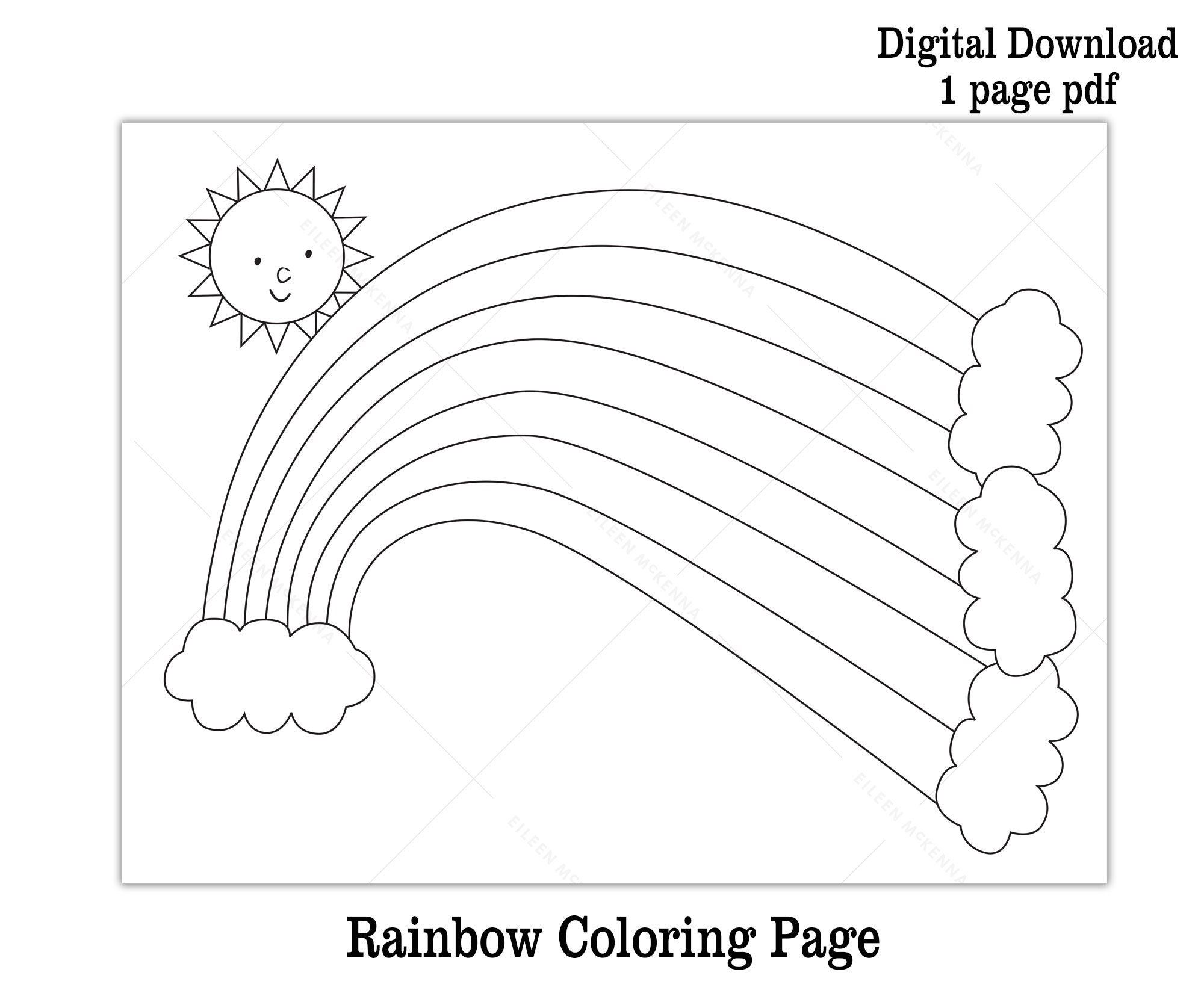 Rainbow Coloring Page Printable Rainbow + Sun Kids Activity Fun Self  Quarantine Digital Download Online Learning Colors of the Rainbow Sheet