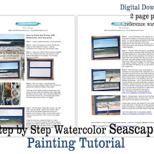 Watercolor Seascape Lesson Printable Tutorial How to Paint Ocean Waves PDF Step by Step Instructions plus Reference Photo image 3