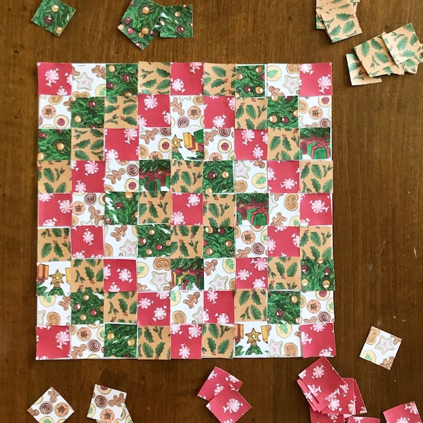 Christmas Craft Paper Quilt Making Kit | Christmas Printable Paper Kit | Fun Kids Christmas Art Project Paper Project | Fun Holiday Activity