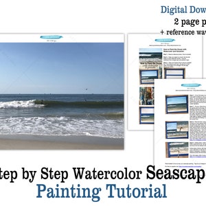 Watercolor Seascape Lesson Printable Tutorial How to Paint Ocean Waves PDF Step by Step Instructions plus Reference Photo image 4