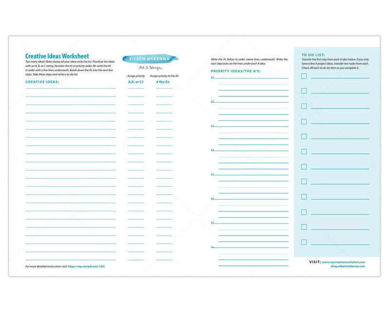 Creative Ideas Printable Worksheet How to Focus with Too Many Ideas Digital Creative Planner PDF Worksheet image 2