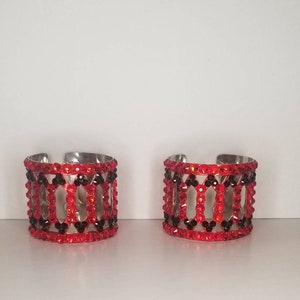Bling Red and Black Napkin Ring Holders for Valentine&#39;s or Wedding Reception