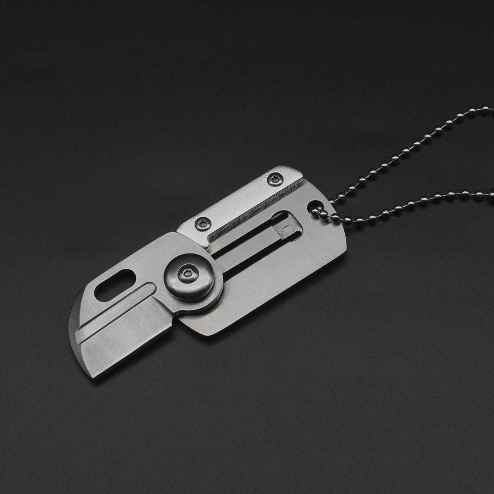 Dog Tag Knife EDC Necklace Pendant Super Strong D2 KaBar Etsy