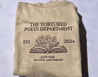 TTPD Embroidered Poetry Crewneck, The Tortured Poets Department Embroidered Sweatshirt, Proud member of Poet Dept Sweatshirt, Taylor Shirt