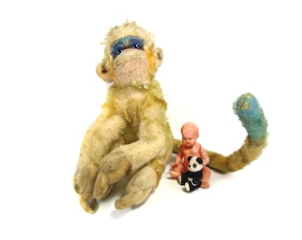 ヴィンテージ シュタイフ ムンゴ エイプ、シュタイフ動物、シュタイフおもちゃ、ドイツ 1950 ～ 1970 年、シュタイフ ムンゴ、コレクター シュタイフおもちゃ、9.84 インチ / 25 cm