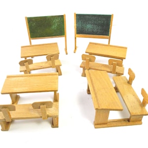 Vintage Dolls School, German Dollhouse furniture set, Dollhouse School , handmade circa 1950, Dolls house furniture set