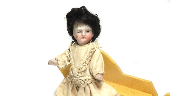 Penny Light Brown Mohair wig for antique bisque German French Mignonette doll