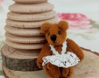 Miniature Teddy Bear , Artist Antique Style Teddy Bear, Handmade Teddy , Artist teddy bear for collectors, Artist Teddy Bear, 1.3"