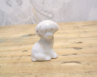 Antique Hertwig Bisque Dog Figurine - 1880 German Dollhouse