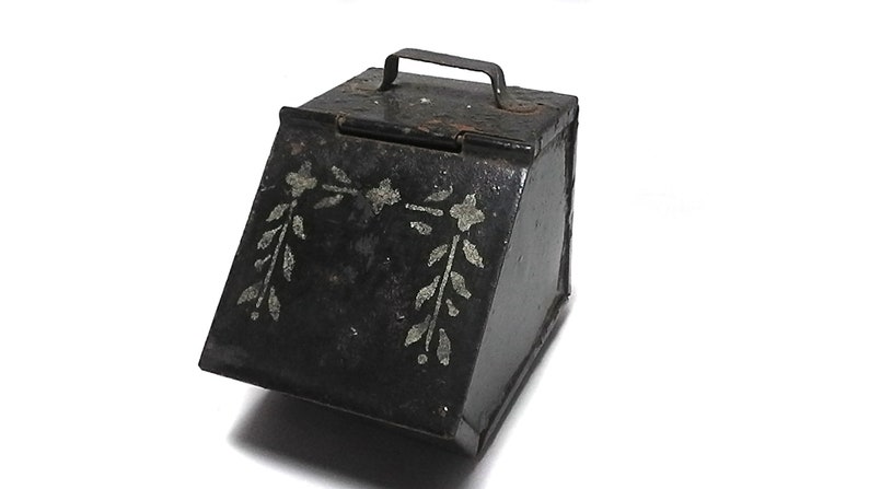 Antique Tin Dollhouse Coal Box Victorian Fireplace Or Stove Etsy