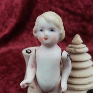 Dollhouse doll, antique German all bisque porcelain doll, miniature doll, dollhouse boy, painted , antique doll, 8.9 cm / 3.5&quot;
