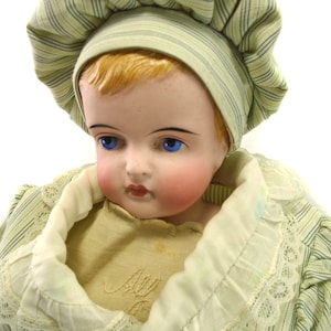 antique German bisque porcelain Parian head doll, Rare Kling shoulder head doll Boy,  Kling C.F. &Co, Kling 122-4 . Costume doll, circa 1880