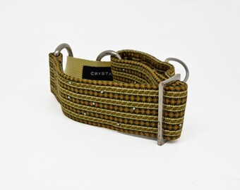 Randigt Martingale hundhalsband, brunt greyhound halsband, tillverkat i Storbritannien