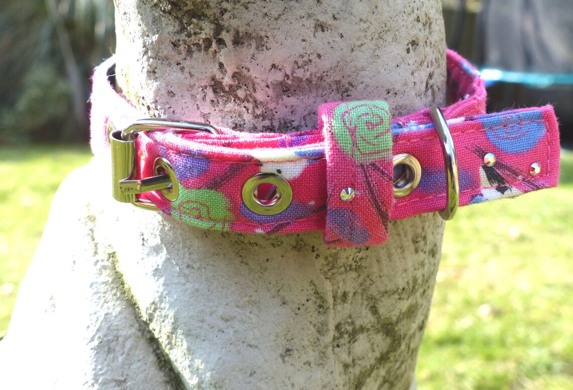 Small Dog CollarPretty Dog Collar Bird Print Gift For Dog Etsy