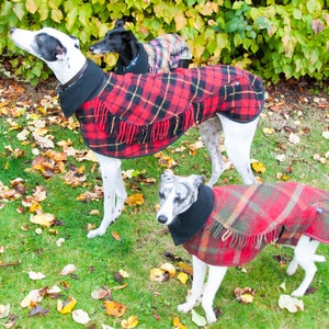 Greyhound Winter Coat, Dog Coat, Greyhound Coat,Wool Blanket Coat, Scottish Tartan, Custom Made, Polar Fleece Lined, Large Lurcher/Greyhound image 2