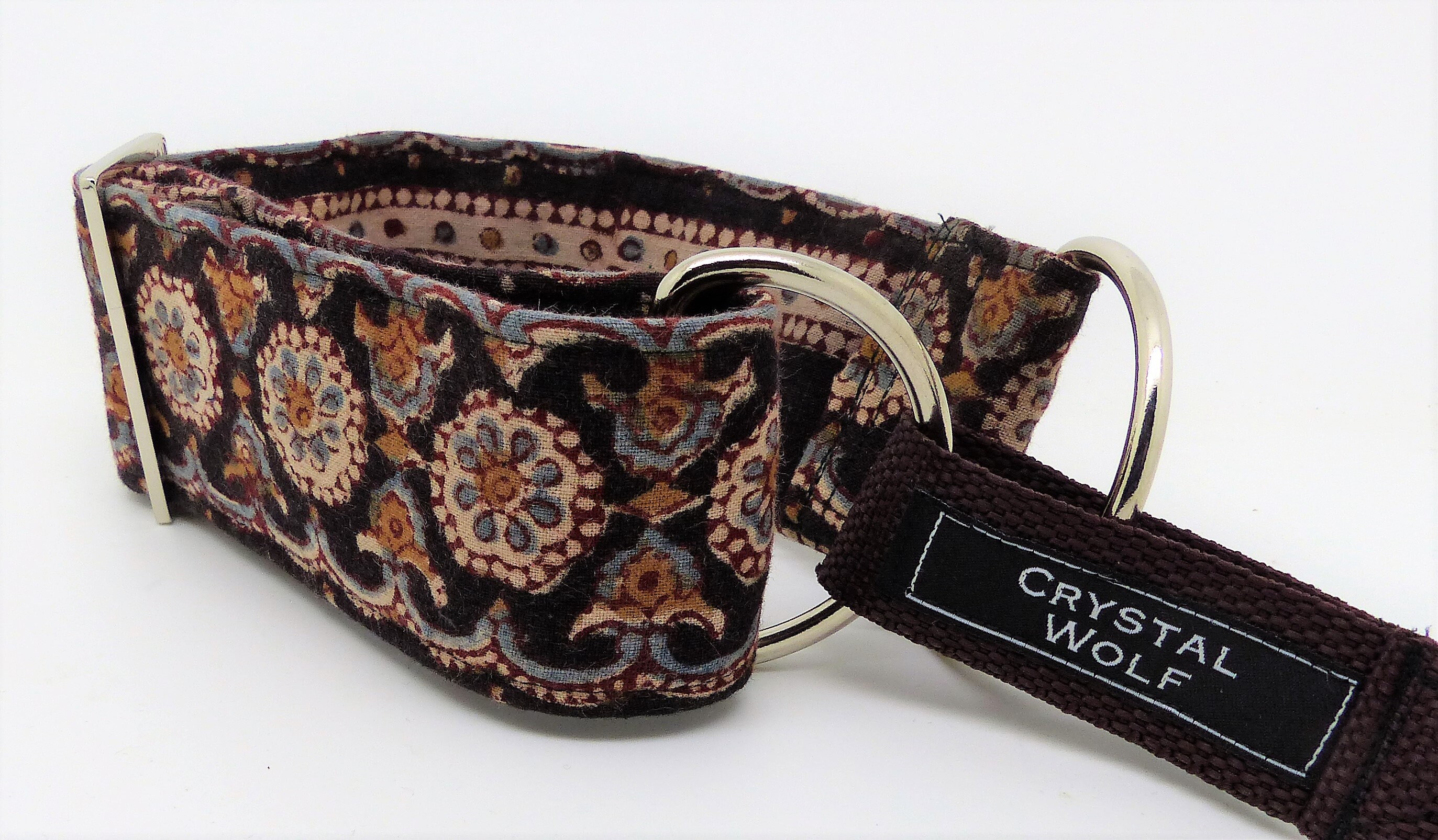 Indian Fabric Dog Collar Brown Collar Martingale Swarovski Etsy