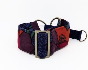 Floral Martingale Dog Collar, Retro Flower Fabric, Handmade UK