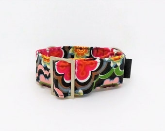 Flower Power Martingale Hundehalsband, mehrfarbig, Windhundhalsband für Whippet