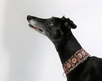 Indiskt tyg Martingale hundhalsband, brunt Whippet Greyhound halsband