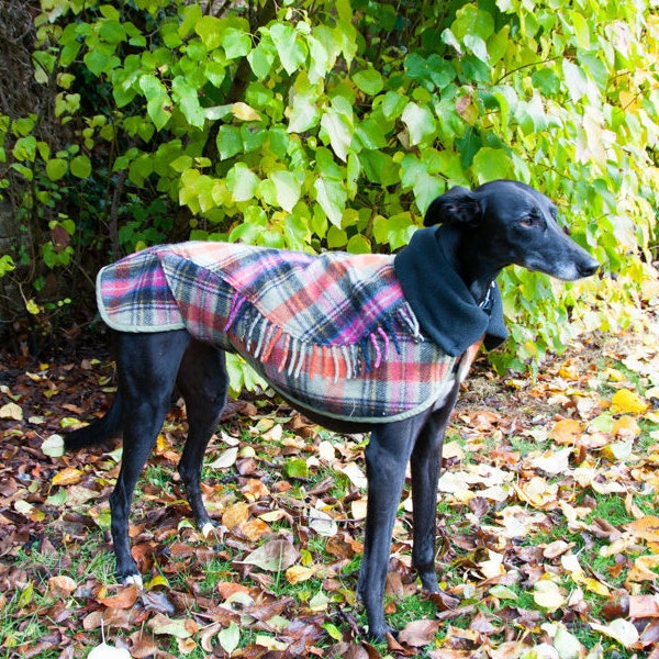 Dog winter coat, Whippet Coat, Wool Blanket Coat,Dog Coat, Scottish Tartan, Custom Made, Polar Fleece Lined Coat, Small Lurcher/Whippet,