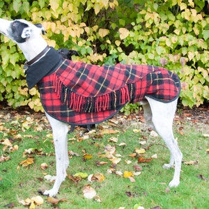 Greyhound Winter Coat, Dog Coat, Greyhound Coat,Wool Blanket Coat, Scottish Tartan, Custom Made, Polar Fleece Lined, Large Lurcher/Greyhound image 1