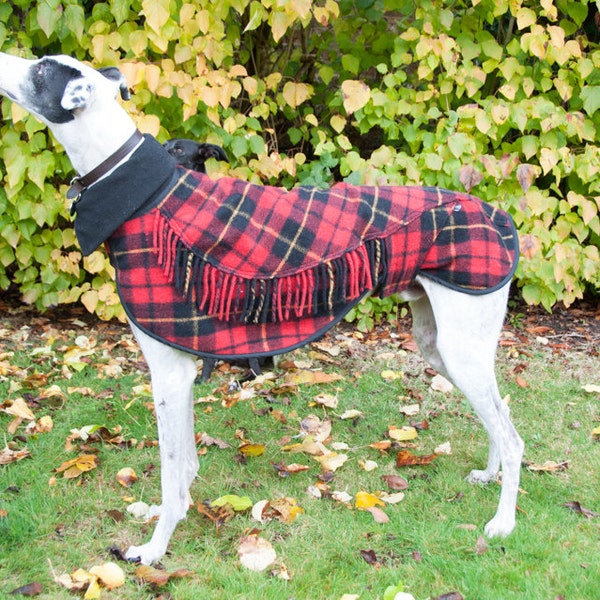 Greyhound Winter Coat, Dog Coat, Greyhound Coat,Wool Blanket Coat, Scottish Tartan, Custom Made, Polar Fleece Lined, Large Lurcher/Greyhound