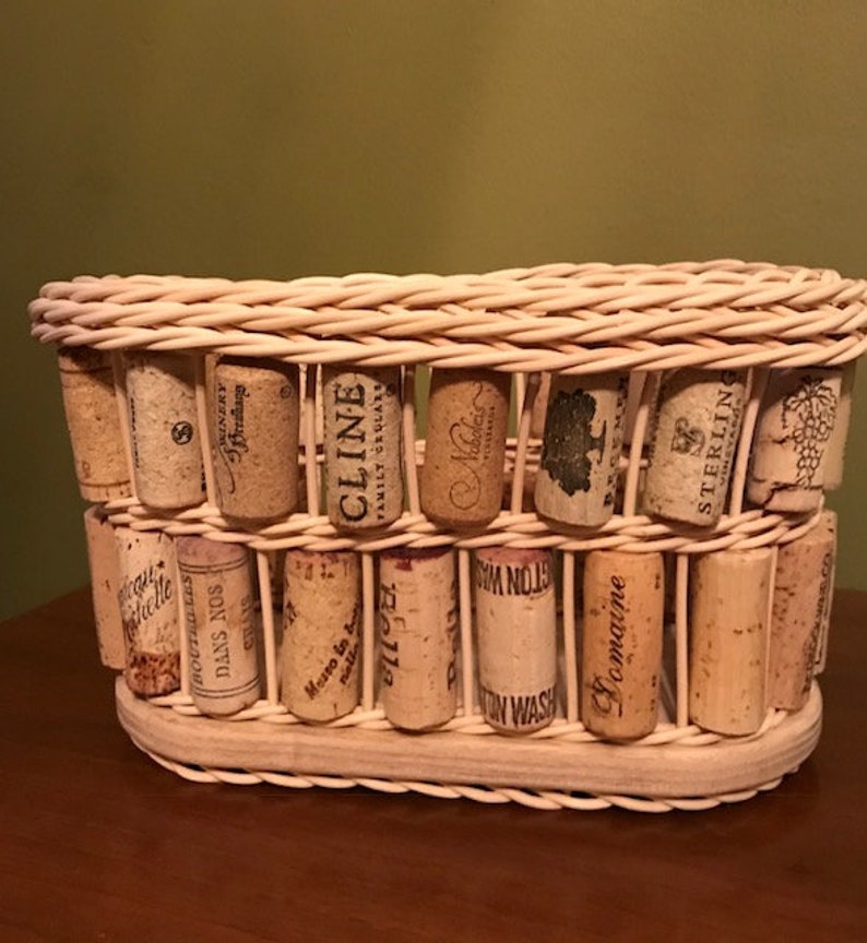 Two Tier Wine Cork Basket in Natural Etsy
