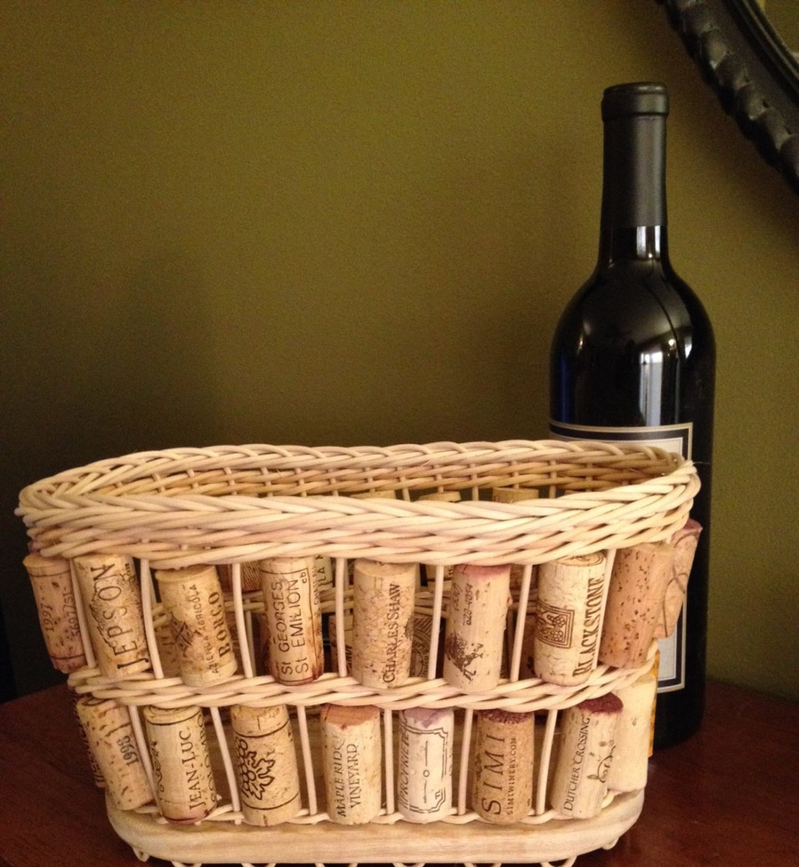 Two Tier Wine Cork Basket in Natural Etsy