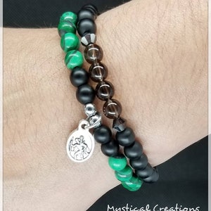 St Christopher Patron Saint of Safe Travels Protection Bracelet, Catholic Saint Christopher Jewelry, Gift For Him Gift For Her