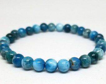 Blue Apatite Yoga Healing Bracelet, Blue Apatite Boho Gemstone Bracelet