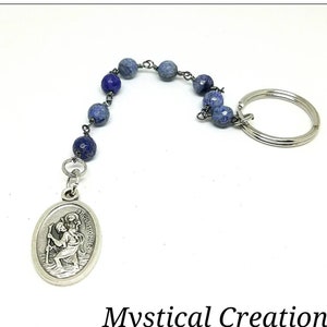 St. Christopher Keychain. Catholic Keychain Saint Christopher Patron Saint Of Travelers.  Rosary Bead Style Keychain. Safe Travels