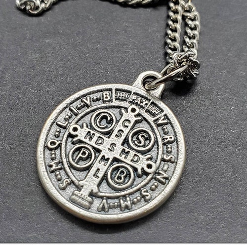 Triple Saint Protection Charm Necklace St. Benedict Etsy