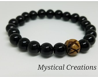 Brown Agate Fehu Rune Bracelet Viking Rune Bracelet Viking Jewelry Wealth Money Riches Charm Bracelet Norse Rune Amulet