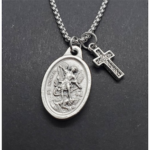 Choose your Saint Charm Necklace, Silver Catholic Saint Pendant Necklace, Religious Gifts for Him/Her, Catholic Jewelry, St. Jude, Michael