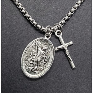 St. Michael Necklace, Saint Michael Necklace, Police, Military Gift for Him or Her, Unisex, Archangel Michael Necklace, Catholic