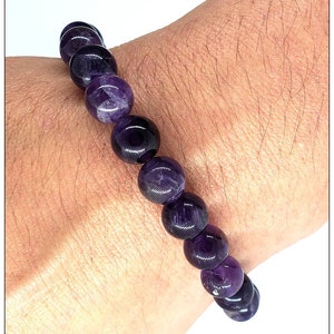 8mm Genuine Amethyst Bracelet, Stretch Gemstone Bracelet, Women&#39;s Men&#39;s Bracelet Jewelry Natural Gemstone Amethyst Bracelet
