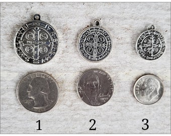 Silver St Benedict Medal Necklace: Religious Charm Pendant