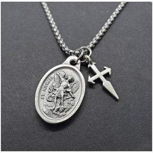 St. Michael Necklace, Saint Michael Necklace, Police, Military Gift For Him or Her, Unisex, Archangel Michael Necklace, Catholic