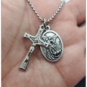 St. Michael Necklace, Saint Michael Necklace, Police, Military Gift for Him or Her, Unisex, Archangel Michael Necklace, Catholic
