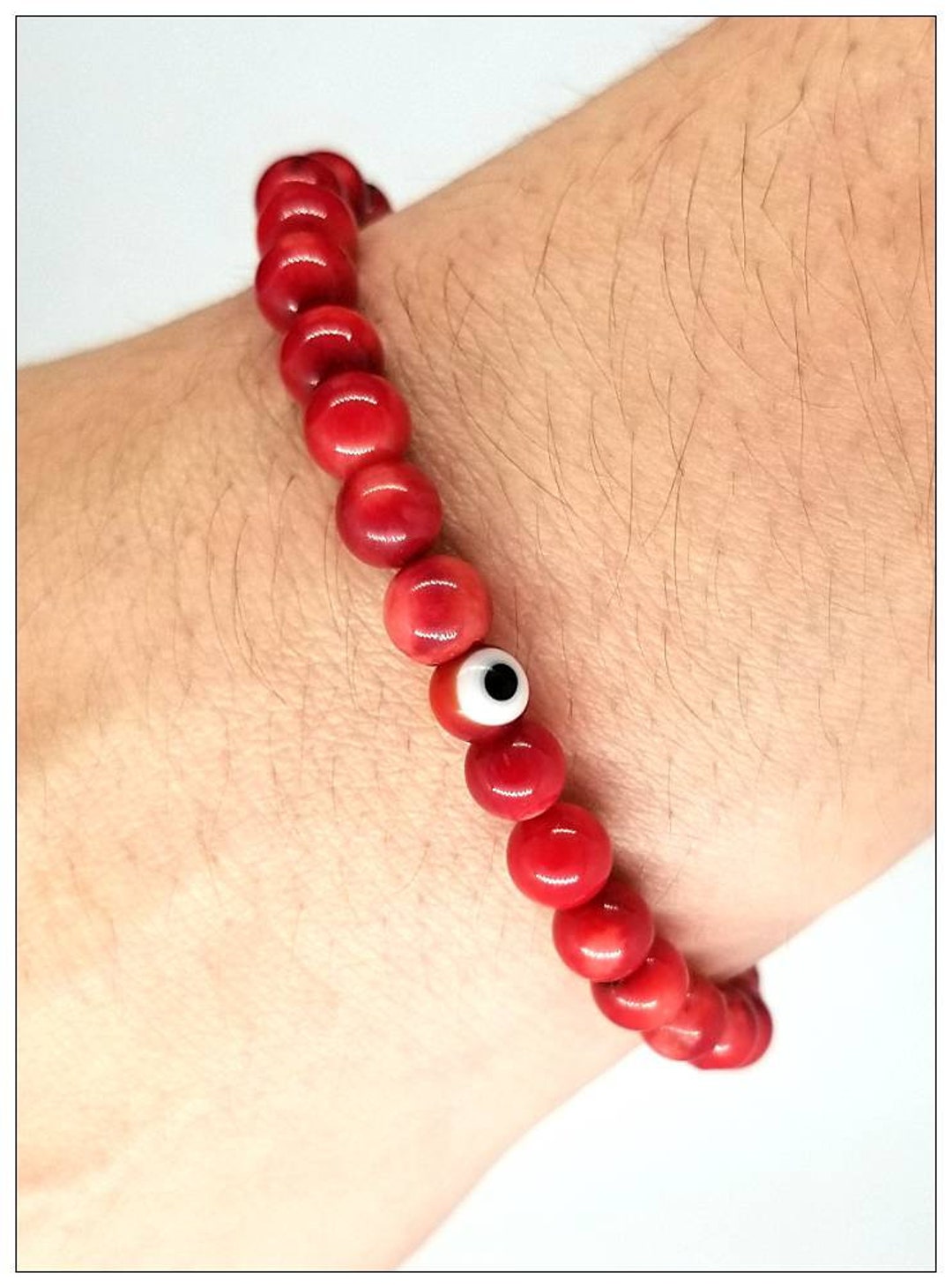 6mm Red Evil Eye Bracelet Red Evil Eye Beaded Bracelet Etsy
